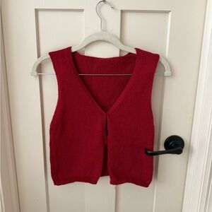Red Knit Sleeveless Vest